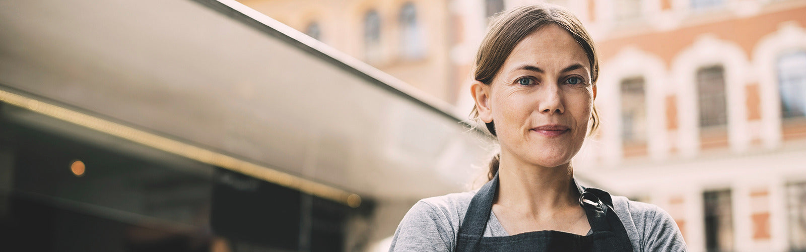 A woman stared intently into the camera