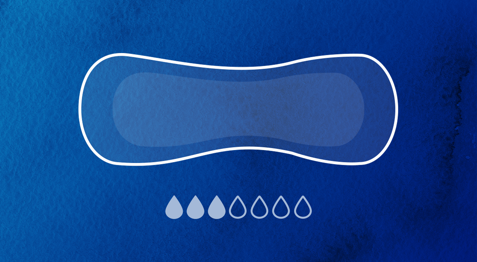 A Sensitive Care Ultra Thin Light Pad illustration with 3 droplets below it on a blue watercolor background