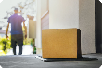 A picture of a plain box on a porch