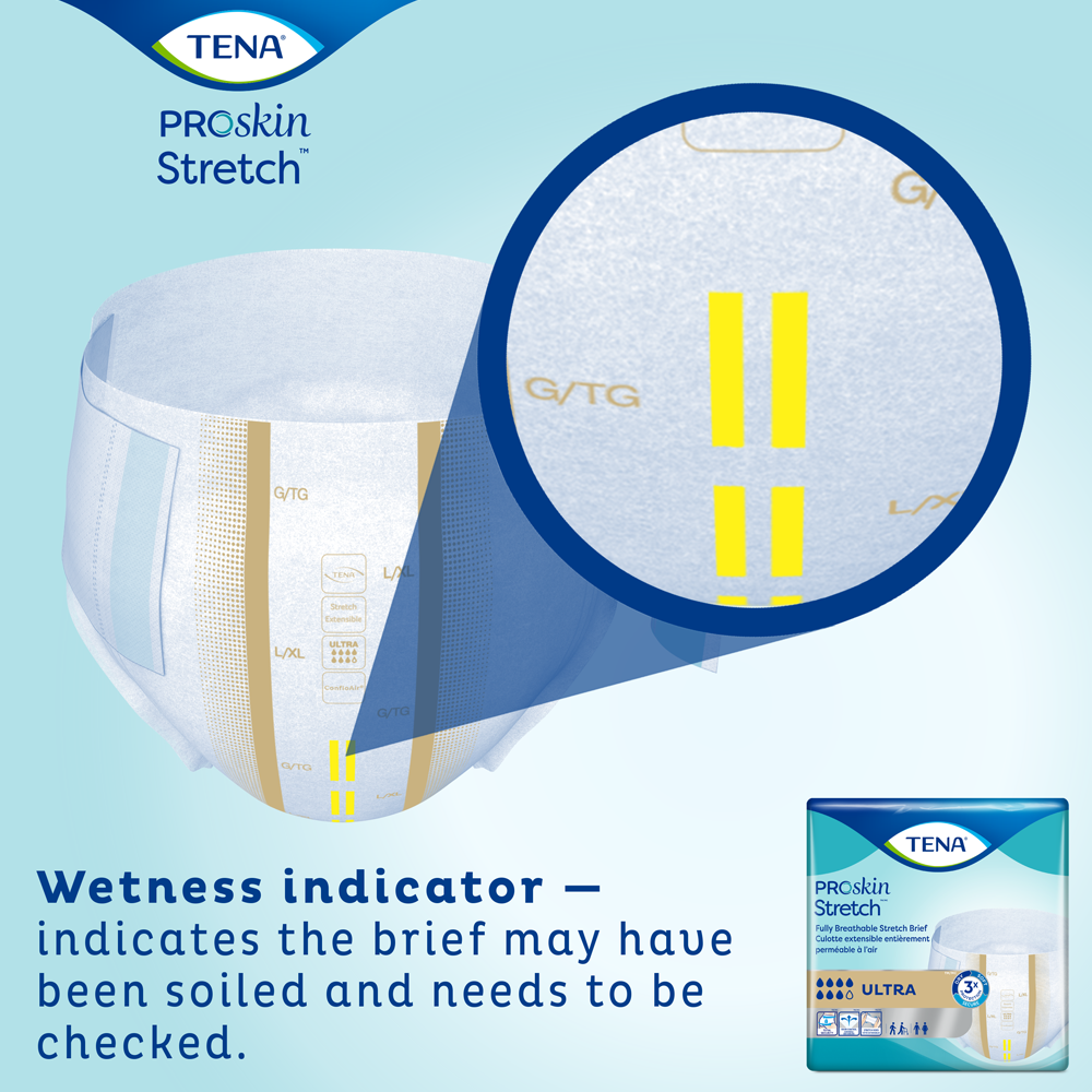 An image shows Stretch briefs with a wetness indicator