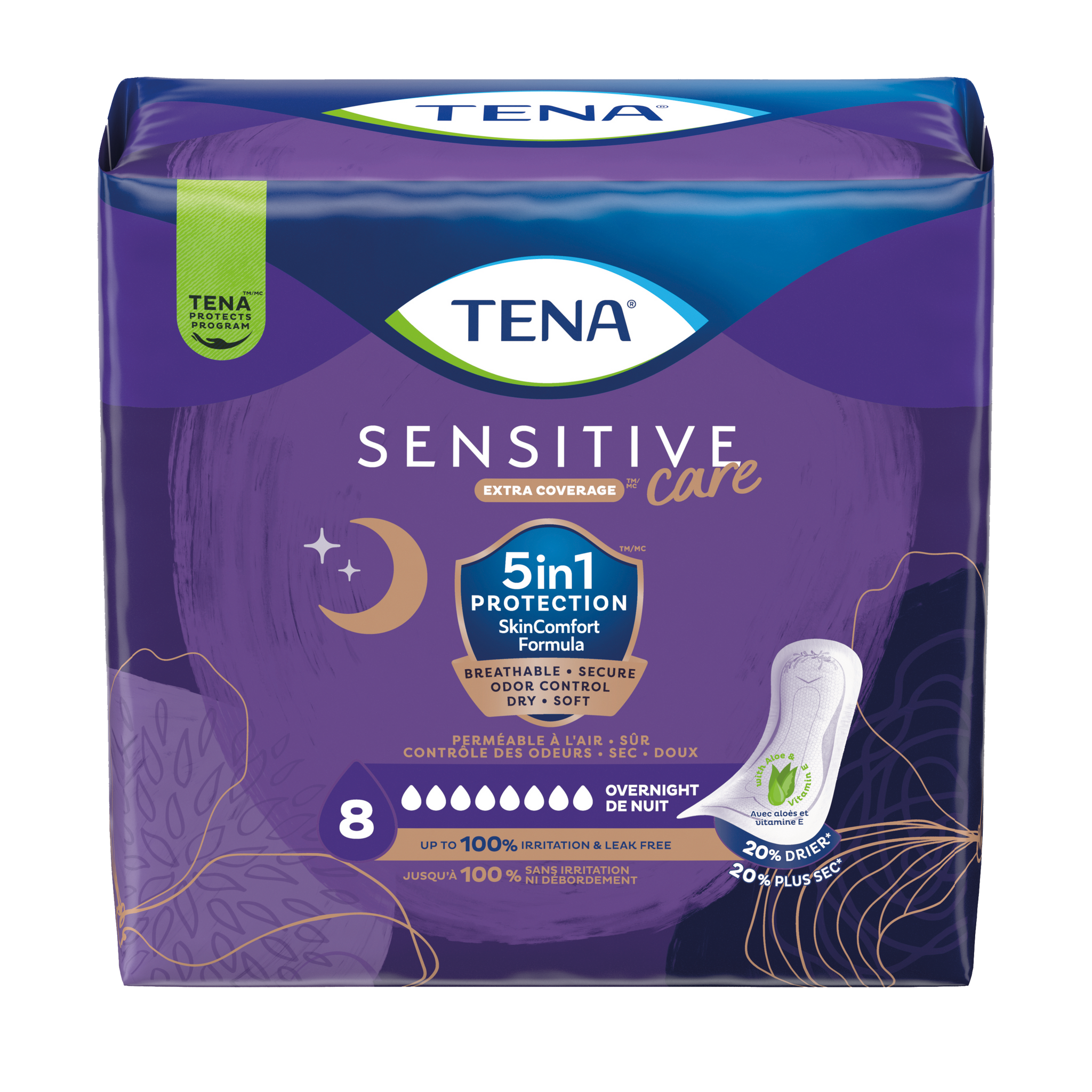 TENA Women's Sensitive Care Extra Coverage Overnight Pads