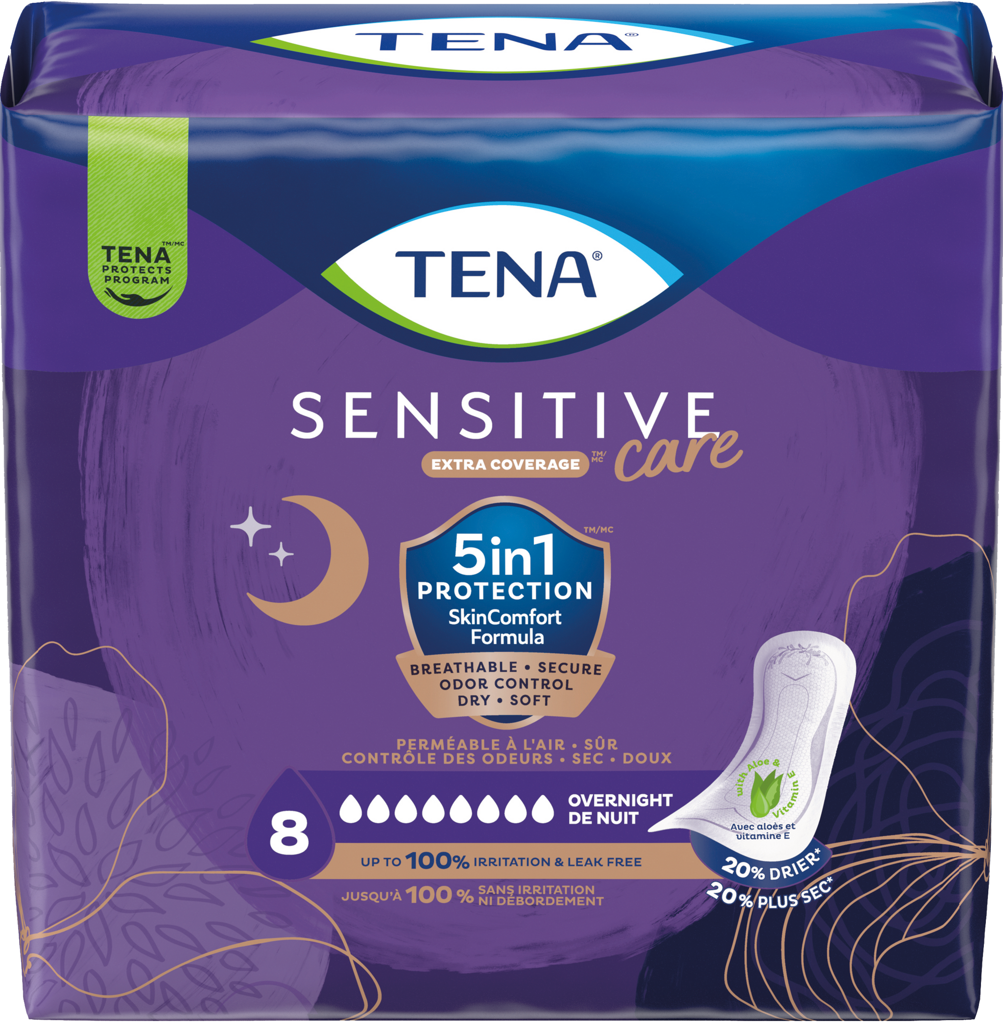 TENA Women's Sensitive Care™ Extra Coverage Overnight Pads
