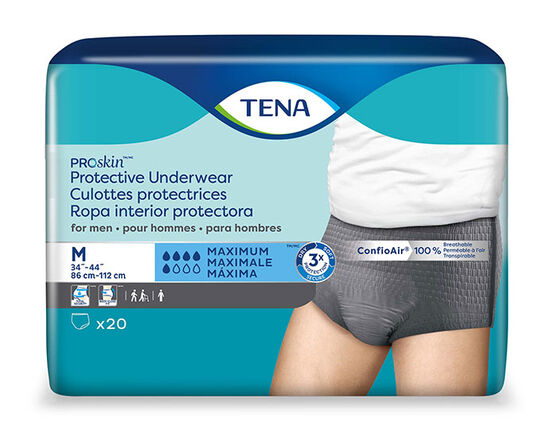 TENA Proskin Maximum Absorbency Underwear For Men, Large 18 Count